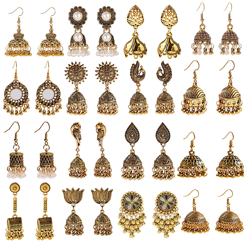 Ethnic Indian Fashion - Ethnic Geometric Gold Color Bell Earring