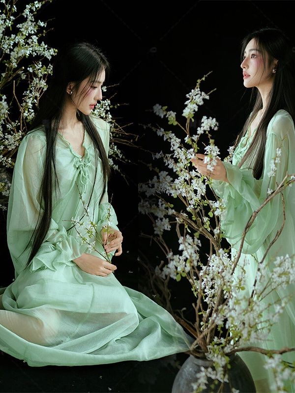 Chinese Style Green Dress Trad – обзор и цена Ethnic Fashion Studio