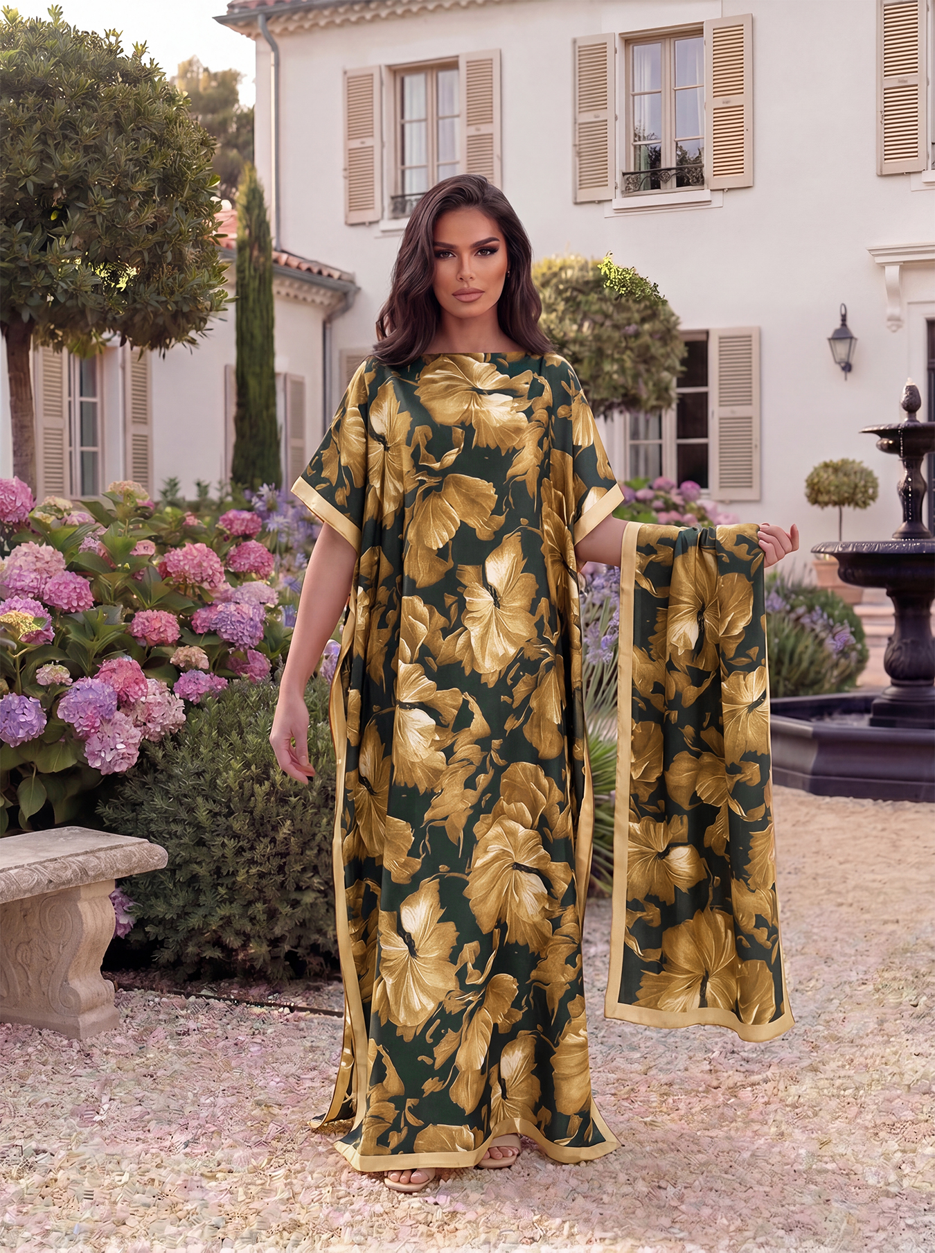 Boho Large Leaf Floral Print S – обзор и цена Kaftan Women Boho