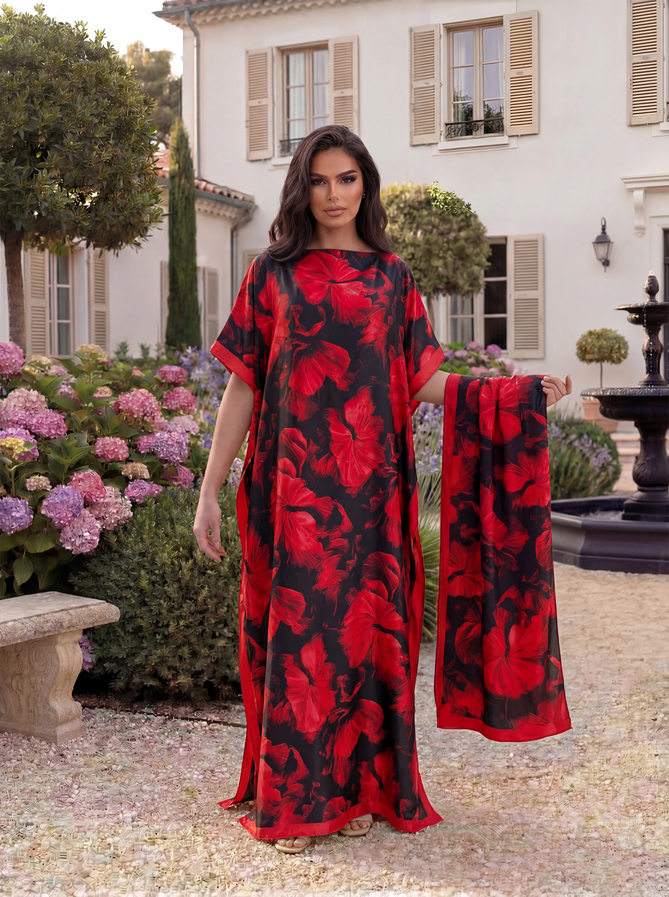 Boho Large Leaf Floral Print S – обзор и цена Kaftan Women Boho