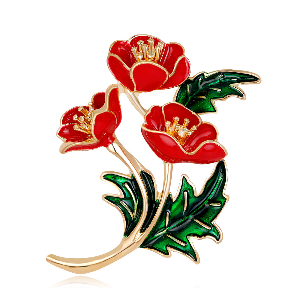 Enameled Red Poppy Flower Broo – обзор и цена Ethnic Fashion Uk